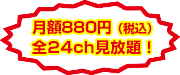 月額880円（税込）
全24チャンネル見放題！