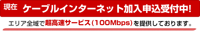 エリア全域で超高速サービス（100Mbos）の提供しております。